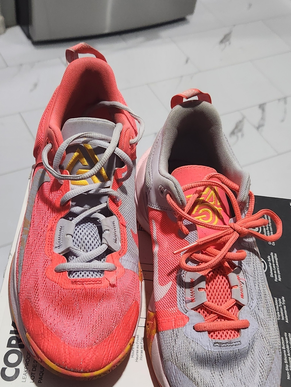 Nike Women's Coral and Gray Running Shoes